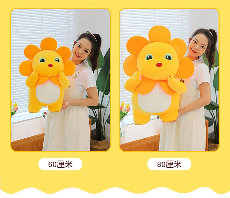 Kawaii Sunflower Nailong Plush Toy Cartoon Smile Dinosaur Silly Cute Stuffed Anime Sofa Pillow Room Decor for Kids Birthday Gift