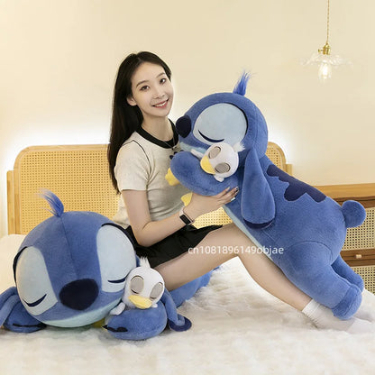 120cm Large Big Size Disney Stitch Holding Duck Anime Plush Stuffed Doll Room Plushies Pillow Ornaments Children's Holiday Gifts
