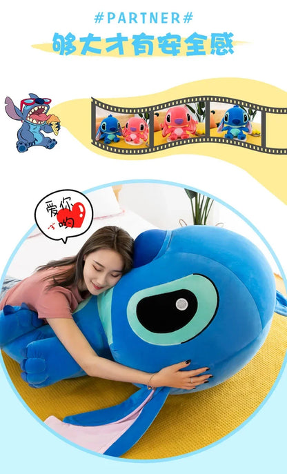 80cm Big Size Disney LILO & Stitch Anime Plush Stuffed Doll Room Plushies Pillow Ornaments Peluche Children's Holiday Gifts