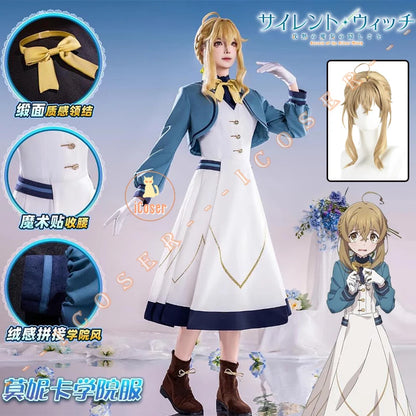 Anime Secrets of The Silent Witch Monica Everett Cosplay Costume Dress College Uniform Headwear Halloween Party for Women Girls