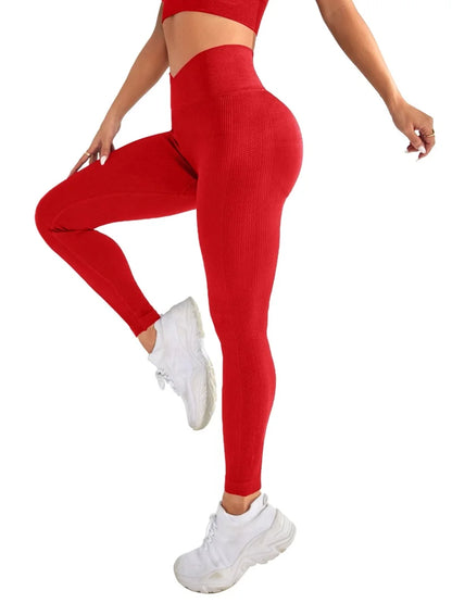 Women Sports Leggings V-Waist High Waist Seamless Peach Buttocks Fitness Pants with Raised Hips Tight Yoga