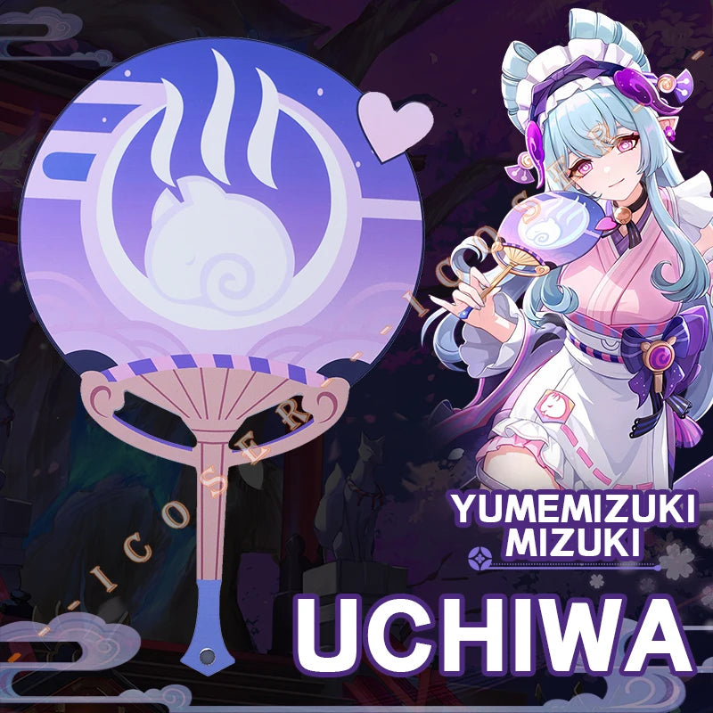 iCoser Genshin Impact Yumemizuki Mizuki Cosplay Fan Purple Circular Fan Game Prop Natlan Halloween Party for Women Girls Gifts