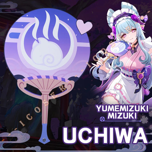 iCoser Genshin Impact Yumemizuki Mizuki Cosplay Fan Purple Circular Fan Game Prop Natlan Halloween Party for Women Girls Gifts