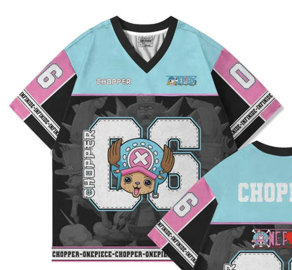 06 Jersey One Piece Tony Tony Chopper Anime Style Kpop Baseball Hockey T-shirt Fashion Streetwear Anime Daily Unisex Tops Tees