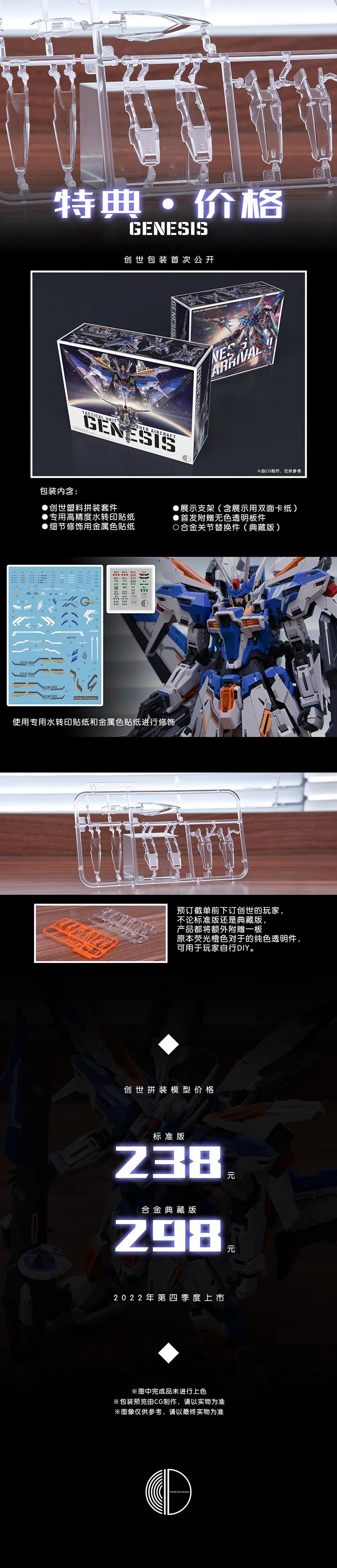 Infinite Dimension MG 1/100 GENESIS Model Kit Assembly Action Figure Robot Plastic Customized Doll Toy Gift