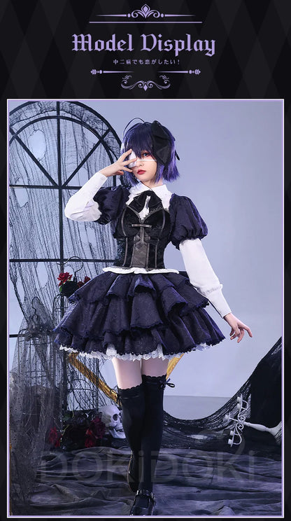 IN STOCK Takanashi Rikka Cosplay Costume Anime Love, Chunibyo & Other Delusions DokiDoki-SR Rikka Lolita Dress Gothic Costume