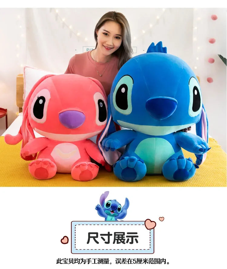 80cm Big Size Disney LILO & Stitch Anime Plush Stuffed Doll Room Plushies Pillow Ornaments Peluche Children's Holiday Gifts