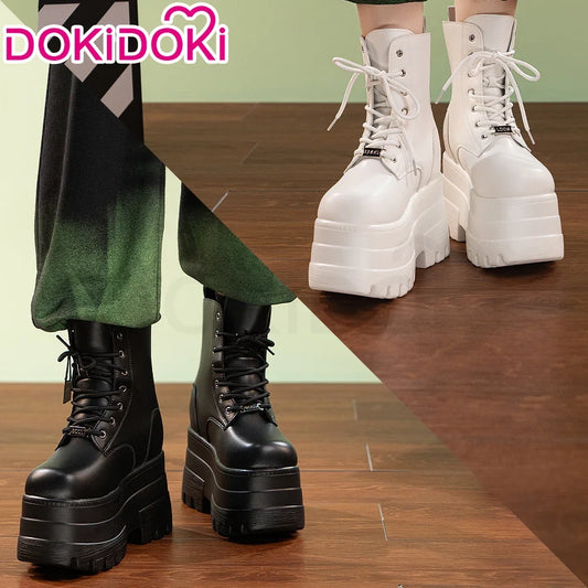 IN STOCK Men Women Cosplay Props 19cm Heightening Shoes DokiDoki Men Daily Black White 15cm Leather Shoes Halloween Cosplay