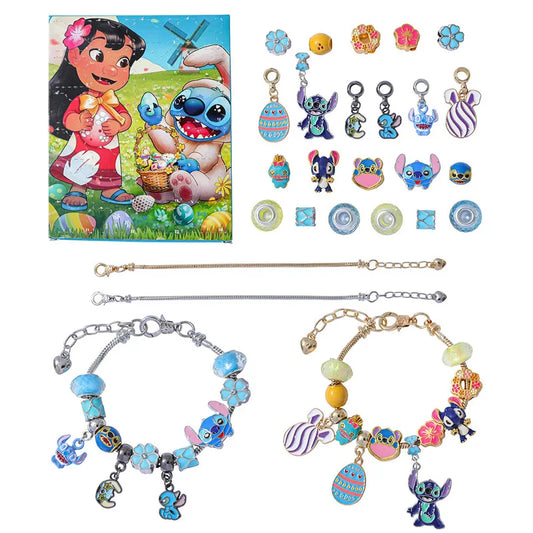 New Disney Stitch  24-Grid Christmas Countdown Calendar Blind Box - Alloy Bracelet Gift Set For Halloween & Xmas
