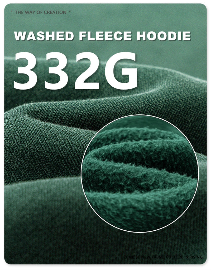 ZODF Retro Men’s Winter Washed Fleece Hoodie 360gsm Warm Knitted Loose Hooded Pullover Streetwear HY0887