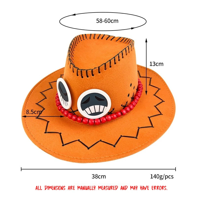 New Cartoon Anime Luffy One Piece D Ace Cosplay Hats Cowboy Cap For Men Women Casual Topee Pirates Hat Adult Bucket Hat Gifts