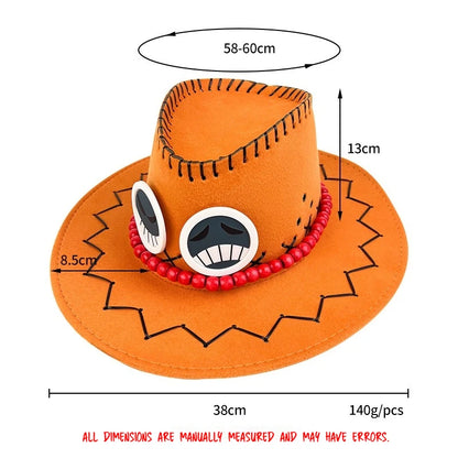 New Cartoon Anime Luffy One Piece D Ace Cosplay Hats Cowboy Cap For Men Women Casual Topee Pirates Hat Adult Bucket Hat Gifts