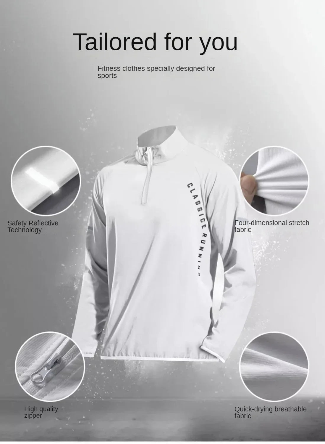 Men’s Quick-Dry Autumn Long-Sleeve Zipper Sports Set for Running Cycling Gym and Training