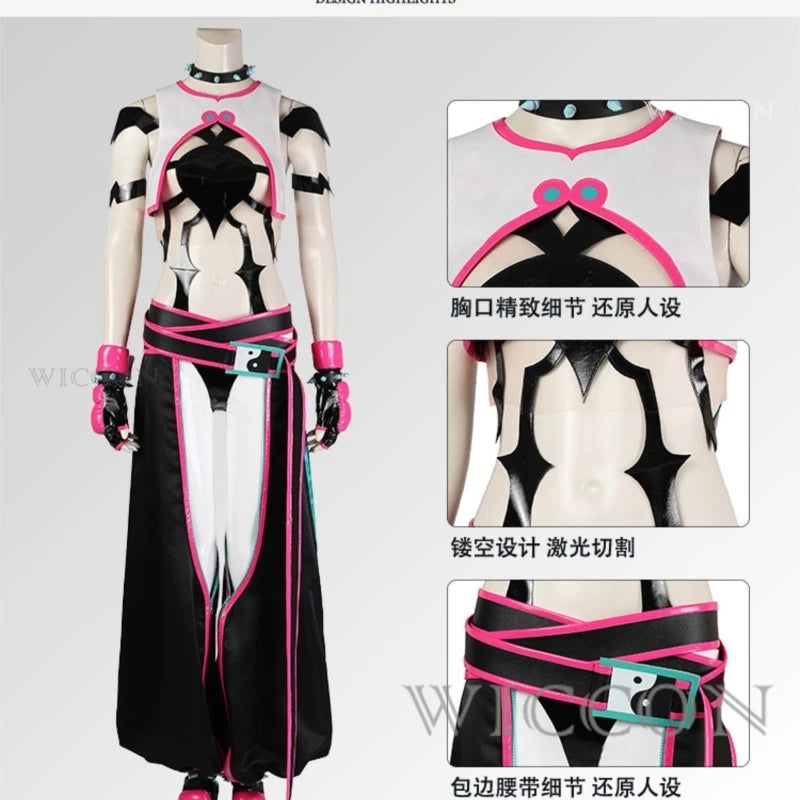 SF6 Juri Han Cosplay Costume Set Polyester Women