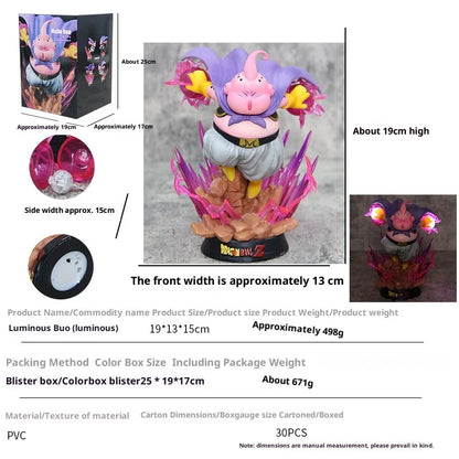 Dragon Ball Majin Buu Glowing Anime Statue - Pvc Collectible Figure Desktop Decoration Ornaments Kid Birthday Gift Toy 19cm