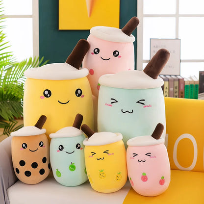 Bubble Tea Boba Plushie Kawaii Room Decor Plush Toy Stuffed Ice Cream Food Milk Tea Soft Hug Cushion Birthday Gift for Kids