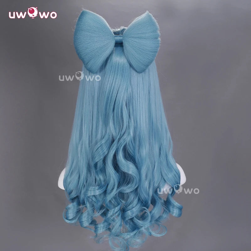 UWOWO Yumemizuki Mizuki Wig Game Genshin Impact Yumemizuki Mizuki Cosplay Wig With Bow Long Dark Blue Hair