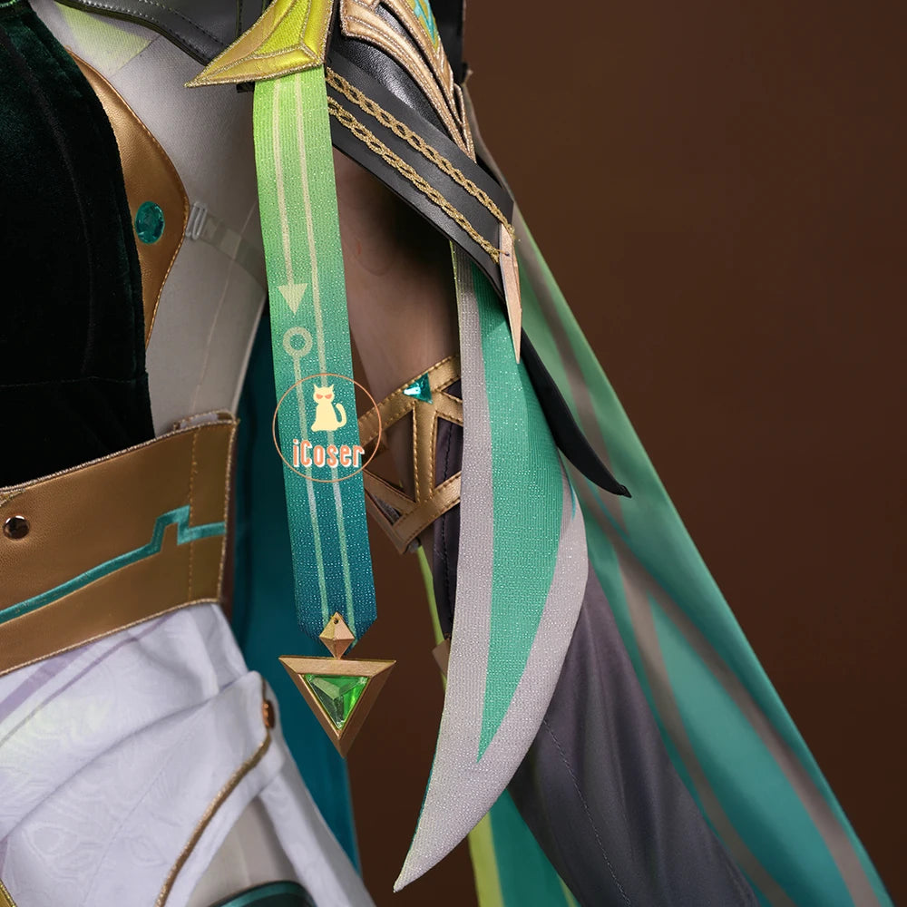 Genshin Impact Nefer Cosplay Costume Wig Dress Uniform Outfit Headwear Carnival Halloween Party for Women Girls Accessory iCoser