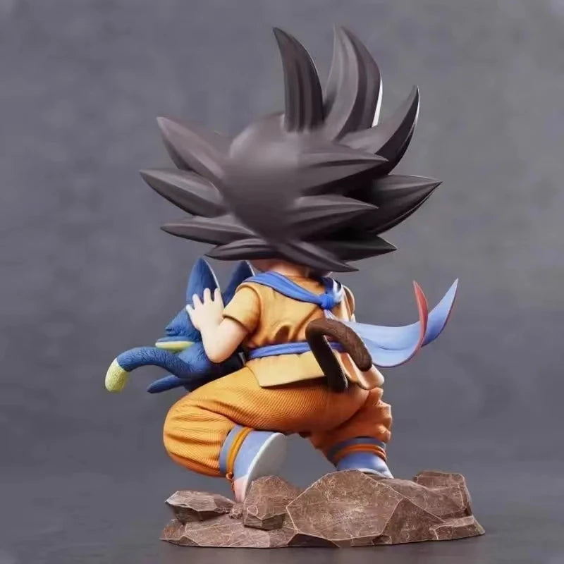 Dragon Ball Childhood Little Goku Hugs Puer Ya Mu Tea Little Follower Figure Doll Pvc Model Statue Collection Toys Ornamen Gift