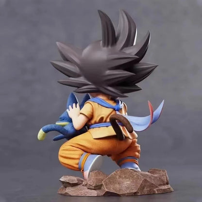 Dragon Ball Childhood Little Goku Hugs Puer Ya Mu Tea Little Follower Figure Doll Pvc Model Statue Collection Toys Ornamen Gift