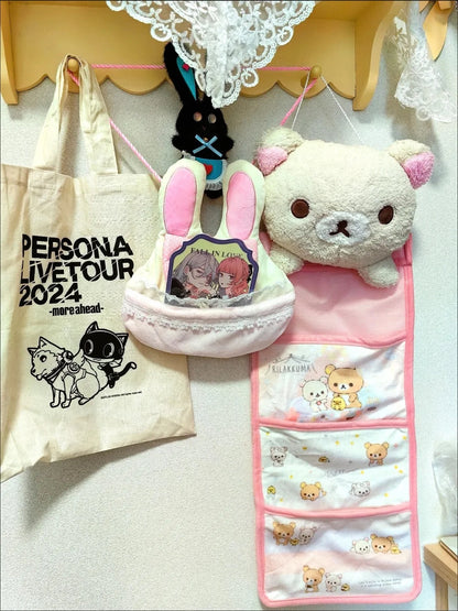 Kawaii Rilakkumas Wall Hanging Storage Bag Cartoon Rilakkumas Bear Door Hanging Bag Large Capacity Sundries Storage Bag Gifts