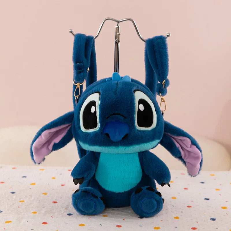 27CM Lilo and Stitch Backpack Cartoon Disney Plush Toy Anime Stuffed Kawaii Soft Stich Doll Plushie Kids Bag Birthday Xmas Gifts
