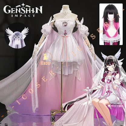 Genshin Impact Columbina Cosplay Costume Wig Dress FES 2026 Skin The Damselette Eleven Fatui Harbingers Halloween for Women Girl