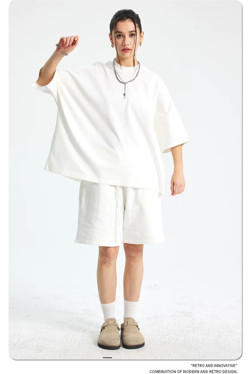 ZODF Trendy 2025 Summer Men’s 275gsm Cotton Seamless Oversized O-Neck Casual T-Shirt HY1030