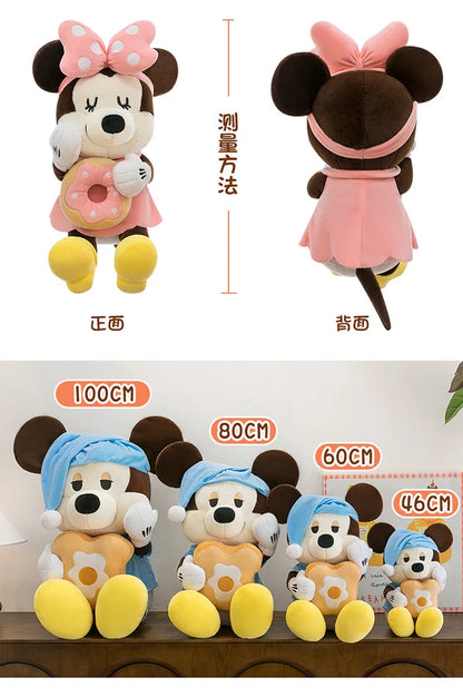 60/80/100cm Big Size Mickey Mouse Anime Plush Stuffed Doll Minnie Mouse Plushies Disney Pillow Peluche Ornaments Children's Gift