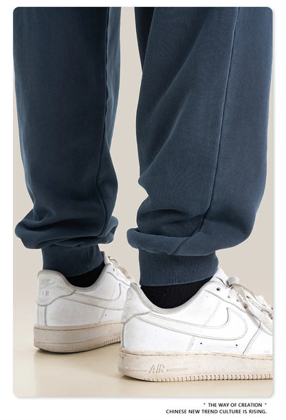 ZODF Retro Men Washed 380gsm 100% Cotton Sweatpant Unisex Loose Sport Solid Joggers Pants For Spring Autumn  HY0901