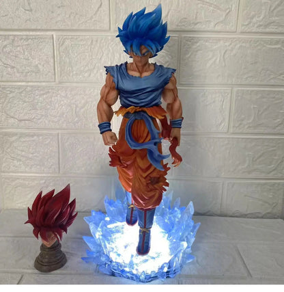 Jt Goku Statue Dragon Ball Z Super Saiyan Goku Figure Replace Head Led Base  Model Toy Gifts Luminous Statue Anime Toy Ornament