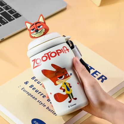 Anime Figure Stitch Coffee Mug Student Thermos Mug 350ml Thermos Cup Mickey Nick Judy Thermal Water Bottle Vacuum Flasks Gift