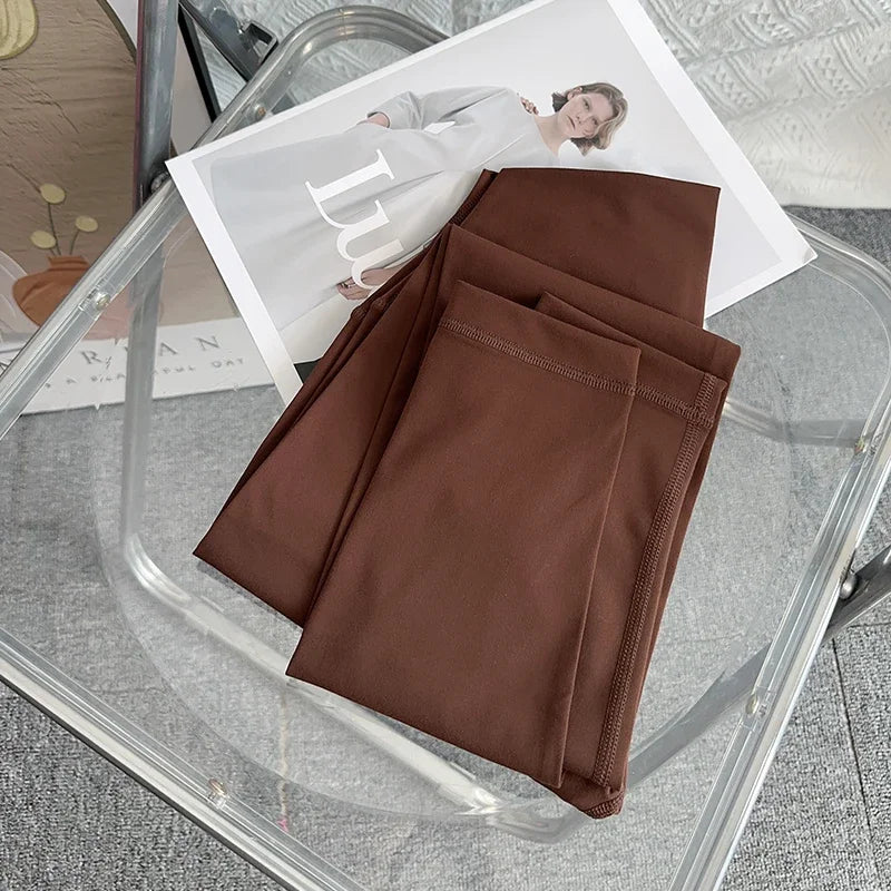 Women High Waist Seamless Breathable Yoga Pants Naked Feeling Leggings for Gym Running Cycling - Style13Chestnut / M