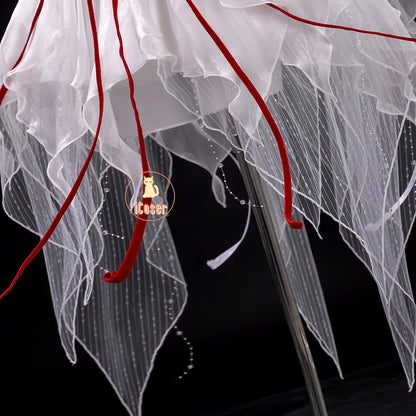 Wuthering Waves Phrolova Cosplay Costume Wig Dress White Spider Lily Layered Gown Headwear Halloween Party for Women Girls Props