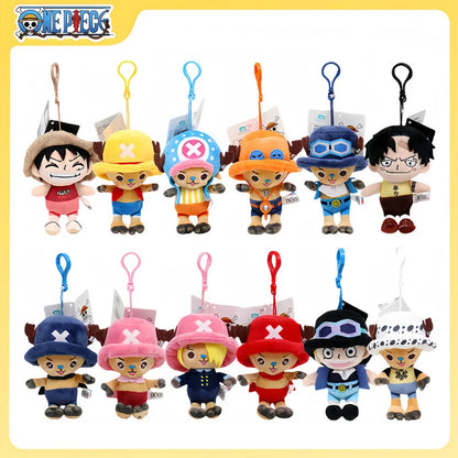New 12cm Genuine One Piece Pendant Doll Plush Pendant Anime Surrounding Luffy Qiaoba Cartoon Creative Backpack Pendant Gift