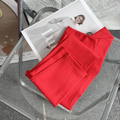 Hot Sale High Waist Push Up Women’s Fitness Leggings Naked Feeling Running Yoga Pants - Red / XL