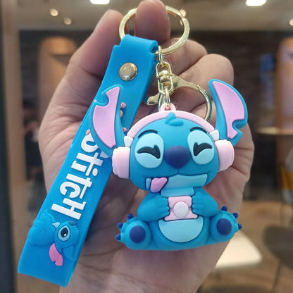 Anime Disney Keychain Cartoon Mickey Mouse Minnie Lilo & Stitch Cute Doll Keyring Ornament Key Chain Pendant Kids Toys Gift
