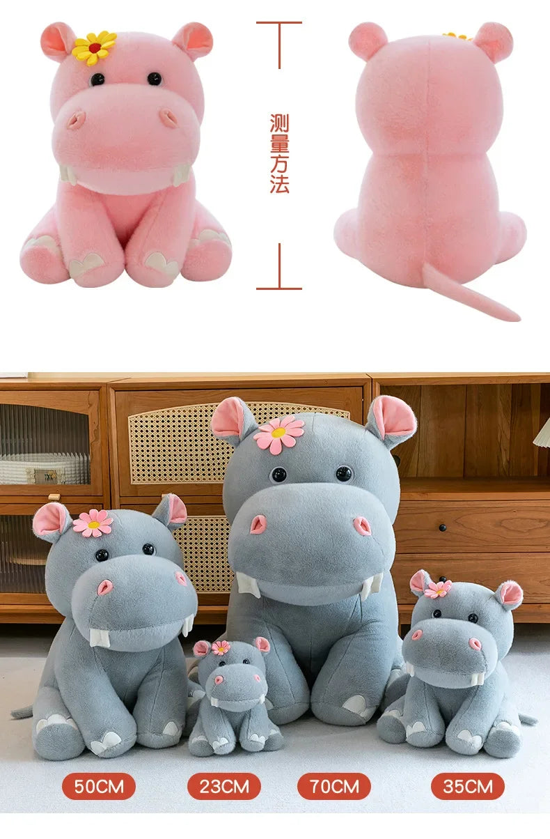 New 55cm Large Size Hippo Plush Toy Fluffty Kawaii Plushie Doll Simulation Hippo Doll Anime Cute Stuffed Animals Soft Plush Gift