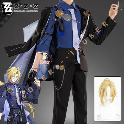 Zenless Zone Zero Hugo Cosplay Costume Wig Hat Mask Earrings Mockingbird New Eridu Hugo Vlad Ravenlock Halloween for Women Girls