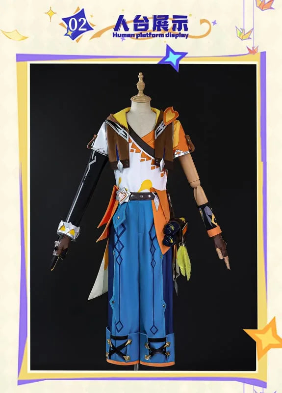 Genshin Impact Bennett Cosplay Costume Wig Uniform Adventures in Blazing Hue New Skin 3D Accessories Halloween Party Women Men