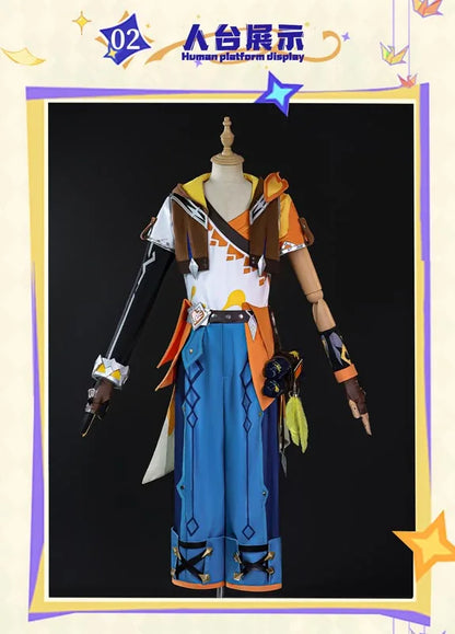 Genshin Impact Bennett Cosplay Costume Wig Uniform Adventures in Blazing Hue New Skin 3D Accessories Halloween Party Women Men