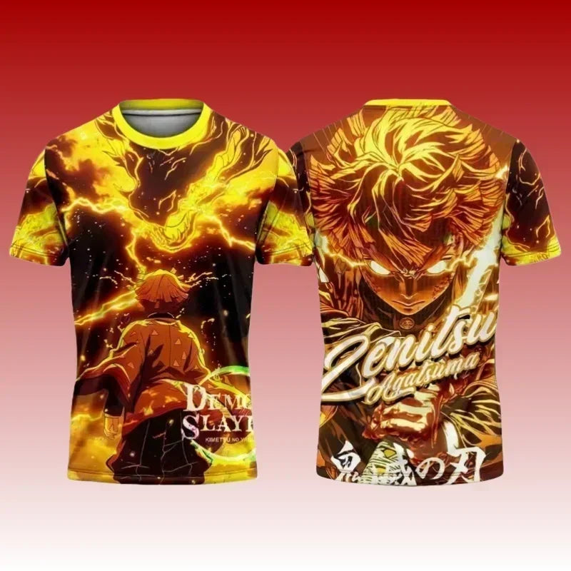 New Football Jerseys Japanese Anime Bandai Demon Slayer Tanjiro Nezuko T-shirt Sporty Street Loose for Men  Children Christmas