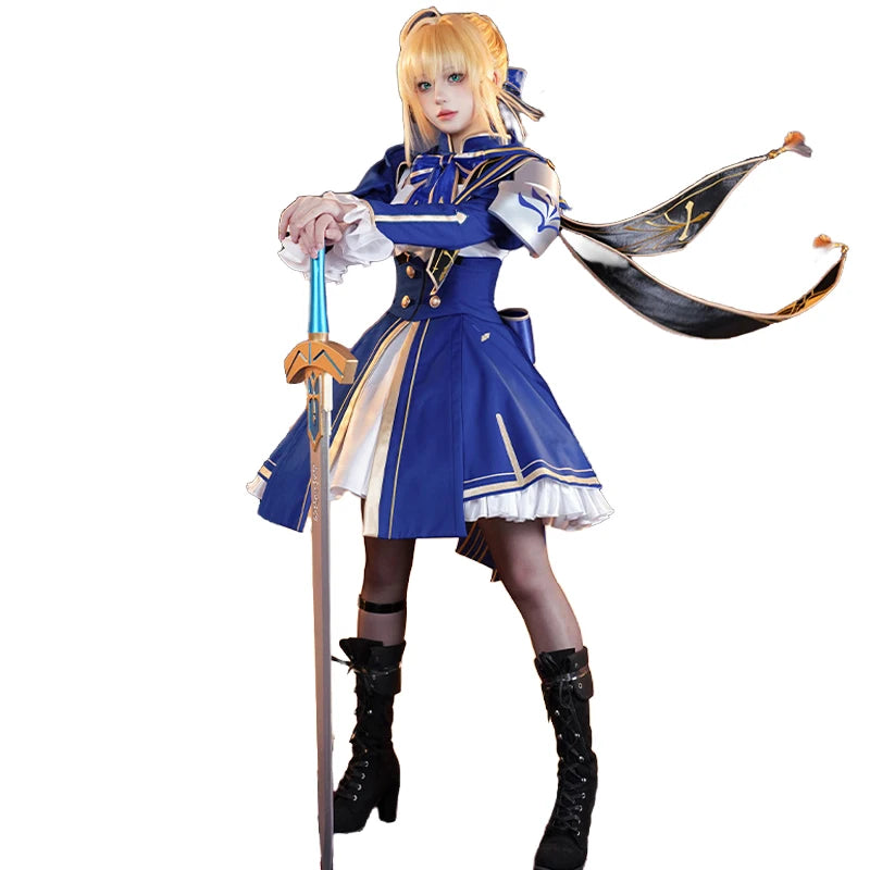 IN STOCK Saber Cosplay Costume Game Honkai: Star Rail x Fate Stay Night【S-2XL】DokiDoki-R Halloween Saber Costume Plus Size