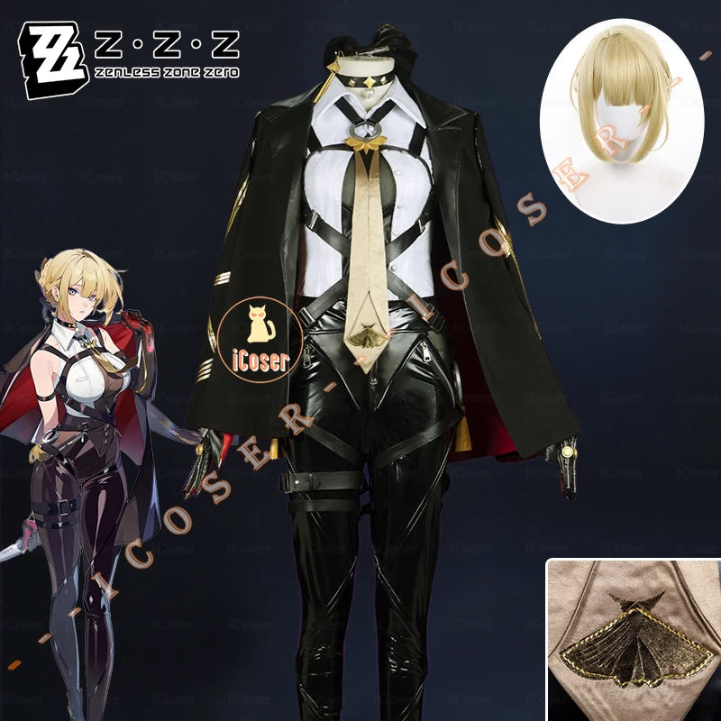 iCoser Zenless Zone Zero Evelyn Chevalier Cosplay Costume Wig Uniform Jacket Headwear Earrings Stars of Lyra Halloween for Women