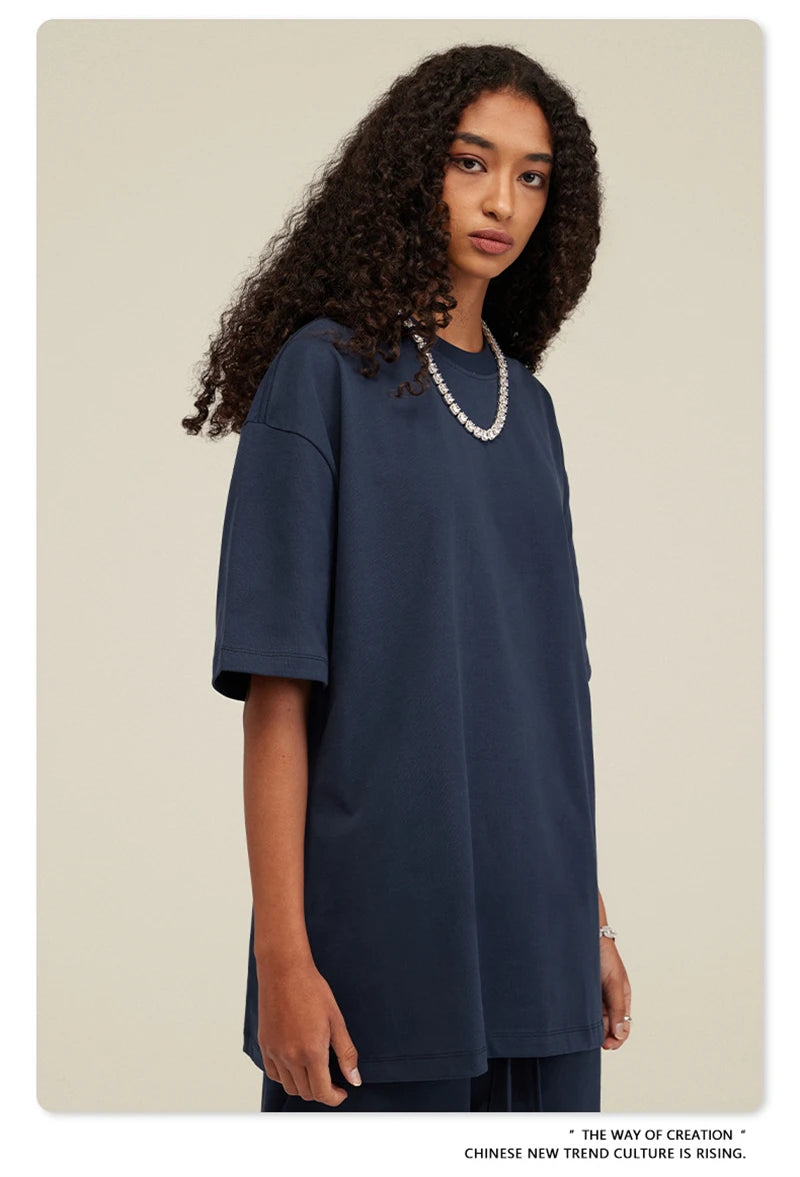 ZODF New 2025 Heavy Weight 305gsm Solid Cotton T Shirts For Men Unisex Summer Oversized Noshrink Basic T-Shirt Brand Tops HY0475