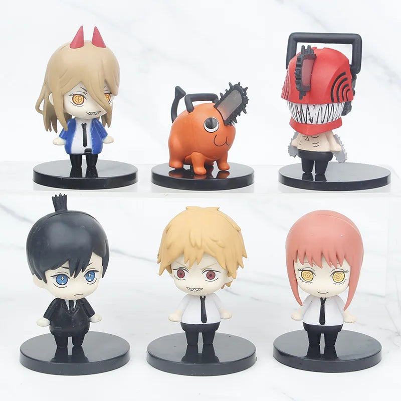 Hot 6Pcs-Set Chainsaw Man Anime Figure PVC Denji Pochita Collection Action Figures Model Set Toys Anime  Dolls Kids Gift