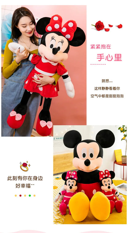 Disney 100cm Plush Mickey Minnie Doll Cartoon Cute Mouse Stuffed Toy for Kids Birthday Christmas Gift Large Hugging Pillow For