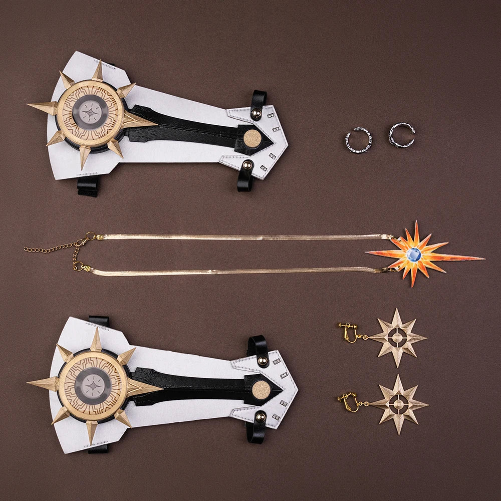 Wuthering Waves Augusta Cosplay Costume Wig Dress Uniform Headwear Earrings Christmas Halloween Party for Women Girls Role Play