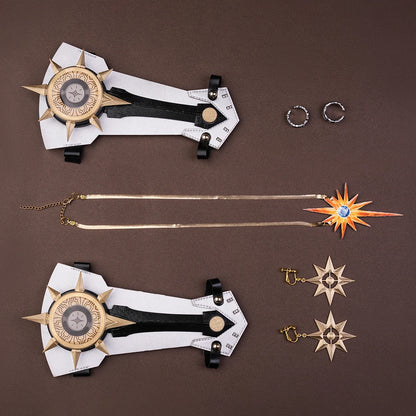 Wuthering Waves Augusta Cosplay Costume Wig Dress Uniform Headwear Earrings Christmas Halloween Party for Women Girls Role Play