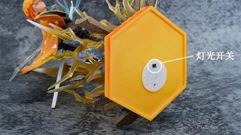 Demon Slayer Figure Agatsuma Zenitsu Double-Headed Luminescable Action Figurine Decoration Model Toys Gift 35cm Anime Statue Pv